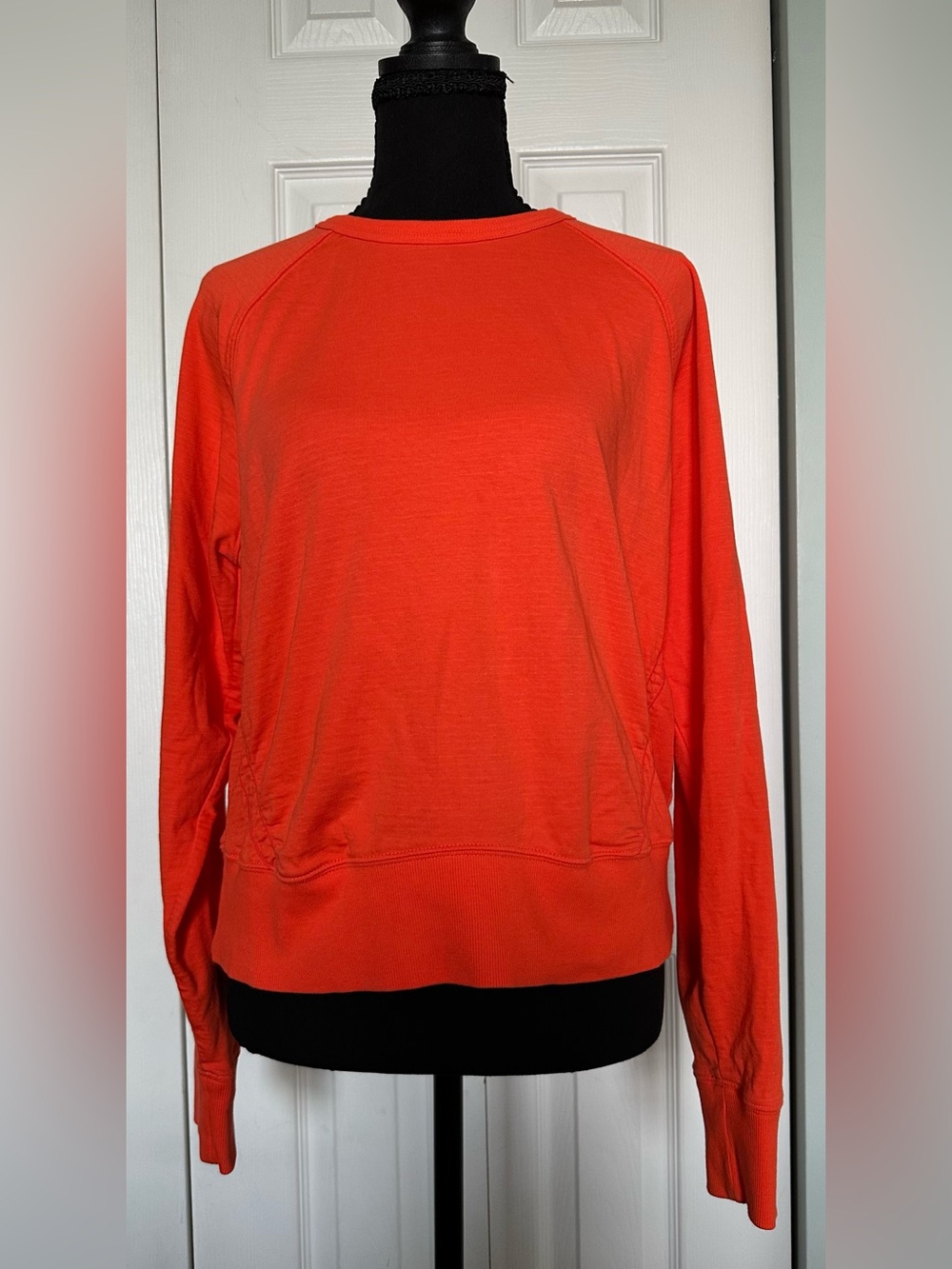 Athleta Orange Ruched Back Lightweight Sweatshirt, Size Medium